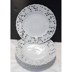 Vintage Mitterteich Bavaria white porcelain Set of four 7" Plates 2070 W Germany